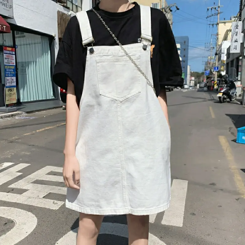 Váy Yếm Nữ Hai Dây Dáng Rộng Hottrend, Váy Jeans Bò Nhiều Màu Sắc Ulzzang Cực Dễ Phối Đồ BB JEANS Shop Kaki Women Denim Dress 2