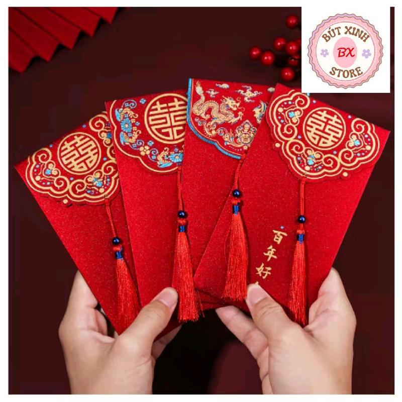 Combo 10 Bao Lì Xì Đỏ May Mắn cho dịp lễ, tết, đám cưới, đám hỏi, lì xì bê tráp