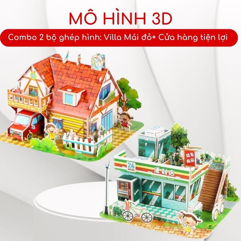 Product Introduction of Combo 2 mô hình Villa Mái dỏ + TIỆN LỢI 3D bằng xốp PE tự lắp ghép cho bé Bộ Lắp Ráp Toy Tháo Lắp Đồ Chơi 22