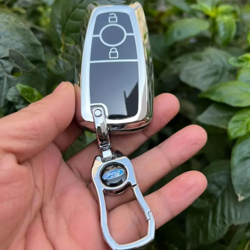 Ốp chìa khóa Đen vàng -Trắng bạċ xe ô tô Ford Ranger Wildtrak  phiên bàn Smartkey Móc Khoá Móc Khóa bảo  vệ 4