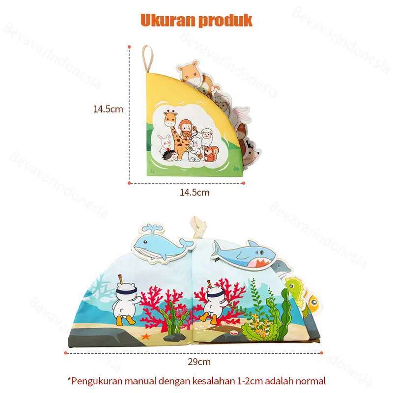 Bevavar Buku Kain Bayi Soft Book Newborn 3d Buku Bantal Bayi Cloth Book Edukasi Bayi 7