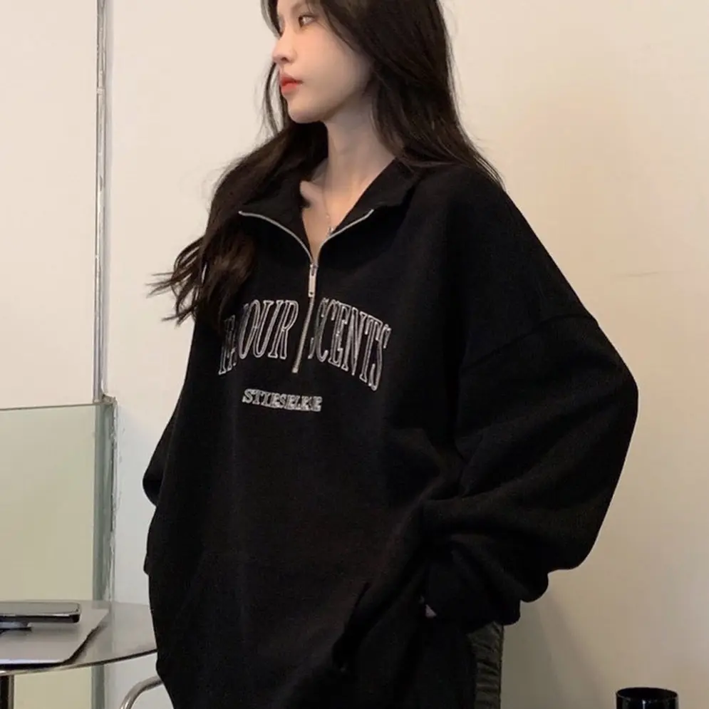 Áo thun sweater cổ khoá kéo - freesize form rộng dành cho nam nữ - unisex dưới 70kg- phù hợp cho mùa thu đông