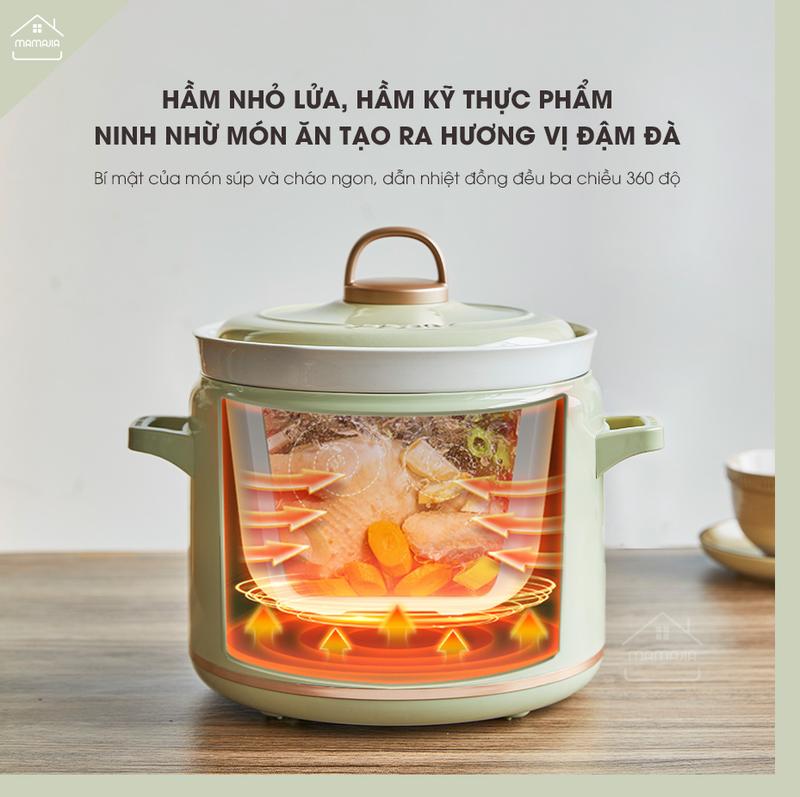 Nồi nấu chậm Bear Bản Tiếng Việt 2L Đa Năng Nấu Cháo/Hầm/Giữ Ấm/ Giữ Trọn Chất Dinh Dưỡng SB-NNC20 Bảo hành 18 tháng Nồi Cơm Điện Nấu Cơm