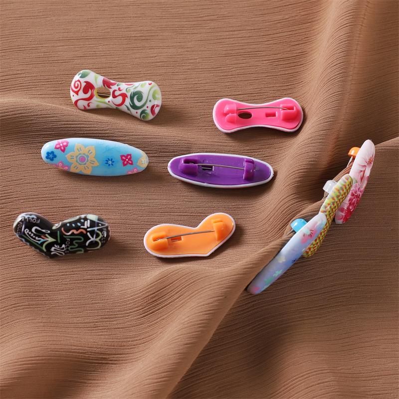 Product Introduction of 3pcs/Set Fashion Printed Bandana Needle Heart Oval Pin Scarf Fixed Buckle Anti Shedding Safety Pin Gift for Girlfriend Love Bow Safety Hijab Pins Accessories 17
