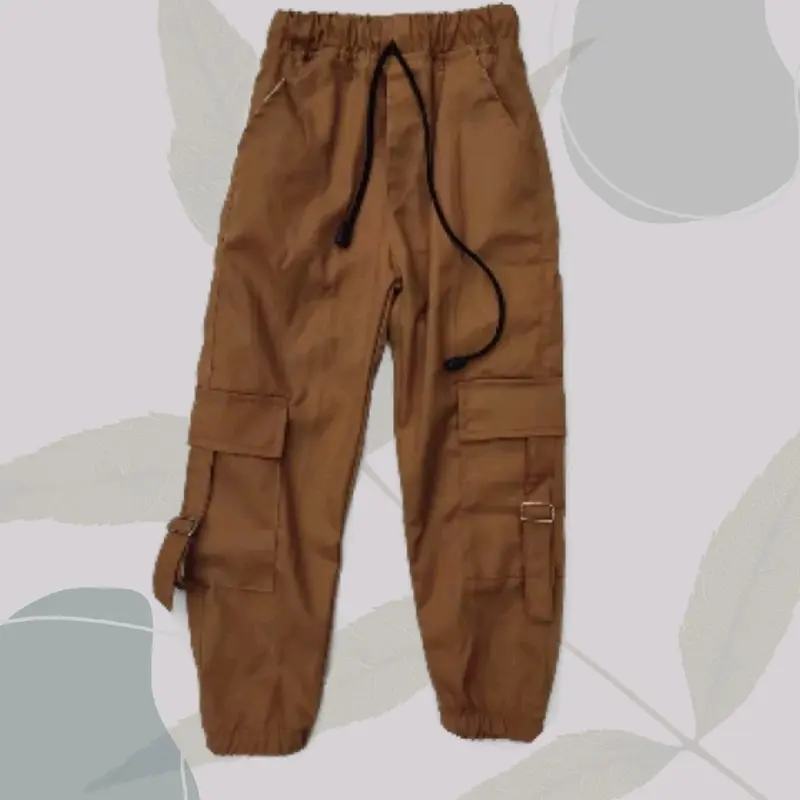 Celana Cargo jogger anak  Perempuan Cewek usia 1 sampai 13 tahun katun drill 3