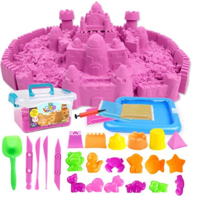 Product Introduction of FUNLAB Space Play Sand Space Kinetic Motion Sand Playset 1kg Fun Sand Playset with up to 60PCS Molds and Inflatable Pool Kids Toys Gift Set Game 30
