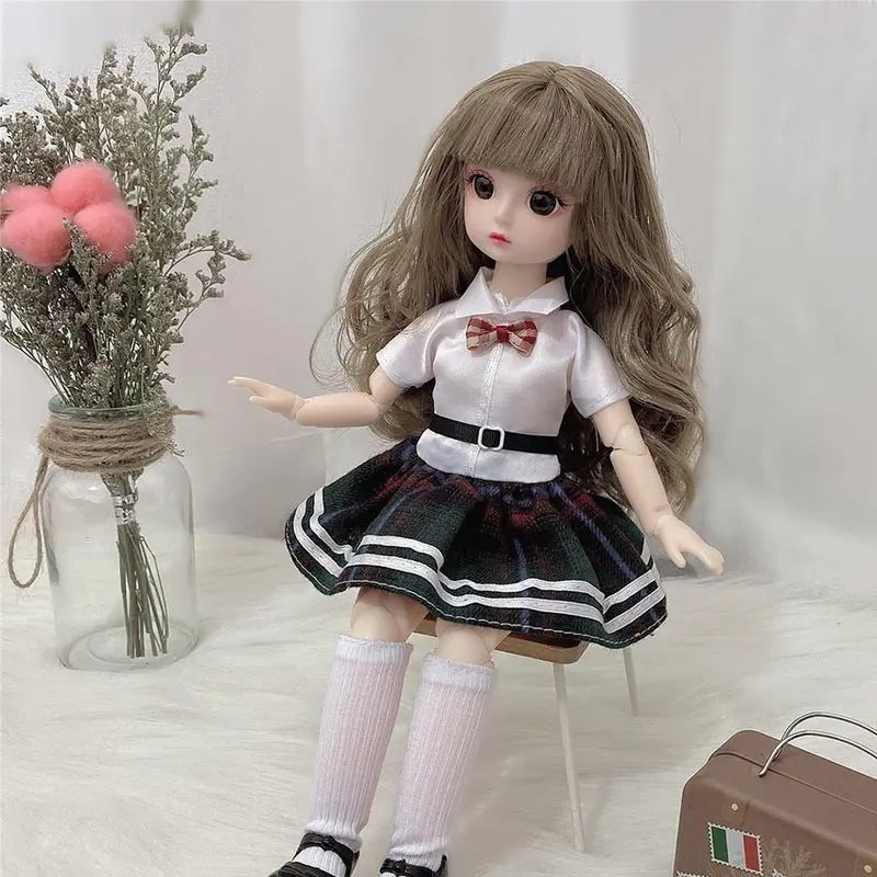Boneka BJD 30cm Mainan Anak Perempuan dengan Dress Cantik dan Rambut Panjang Bisa Dimainkan dan Dikoleksi Cocok untuk Hadiah Ulang Tahun 3