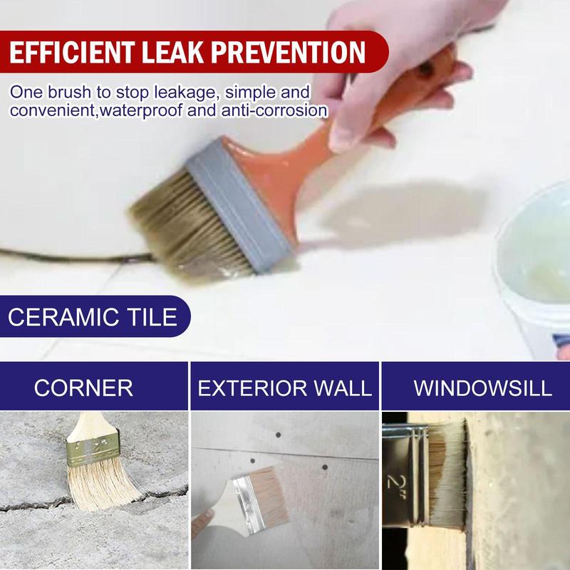 Transparent Waterproof Glue, 2 Counts Waterproof Paint Repair with 2 Counts Brush, Waterproof Paint Repair Tool, Home Care Supplies 4