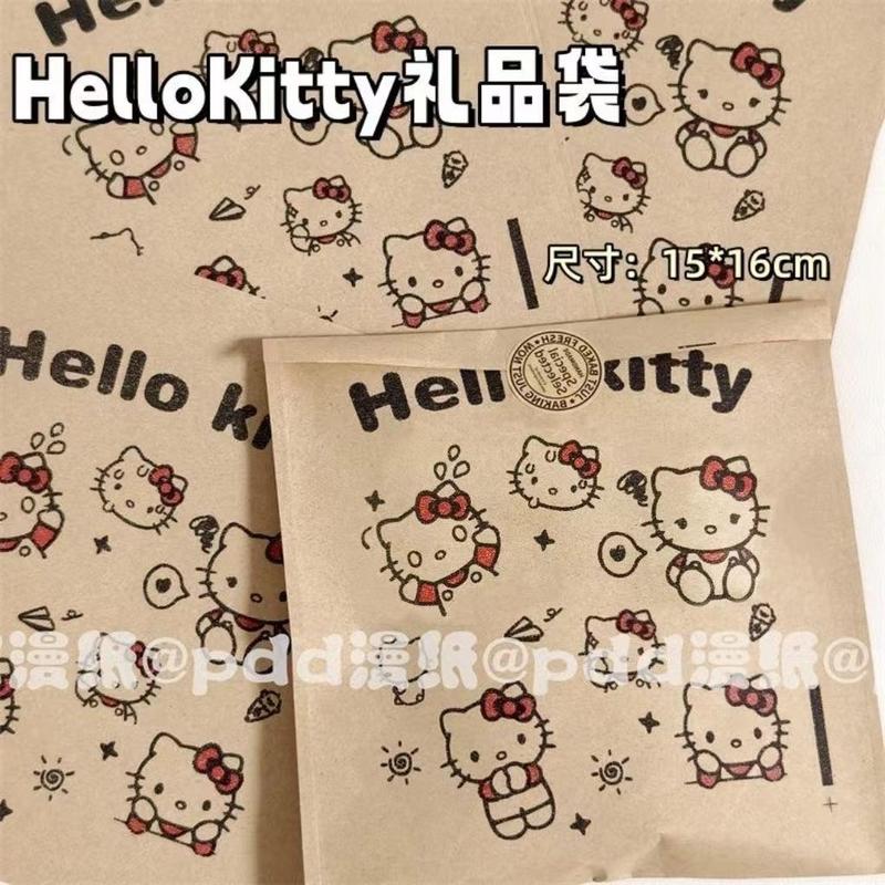 Túi giấy Kraft, Thiết kế Hello Kitty, Opaque, Niêm phong tự động, Dày và dung tích lớn, Thích hợp để đóng gói, Vật liệu đóng gói, Túi quà, Năm 2025 0