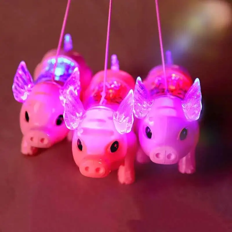 Cartoon Toy Fun Running Electric Leash Piggy Light Up Music Walking Pig Toys Creative Children Birthday Gifts