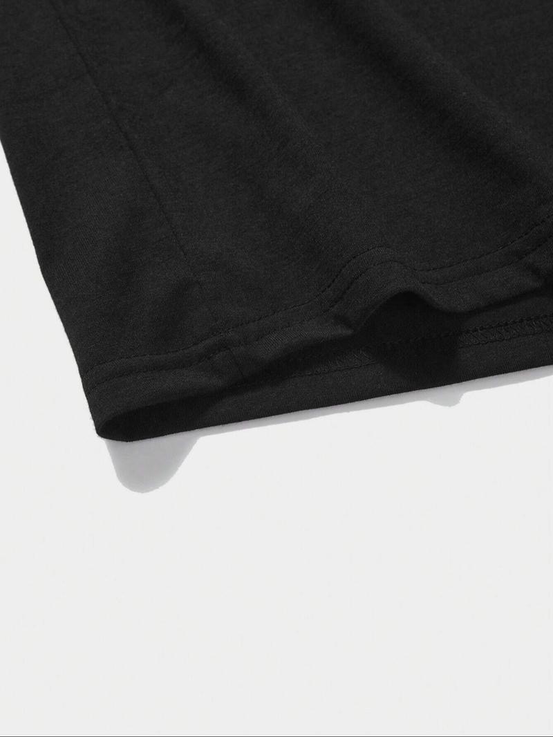 Product Introduction of Men's Letter Print Round Neck Tee, Casual Short Sleeve Crew Neck T-shirt for Summer, Fashion Men's Top for Daily Wear 5