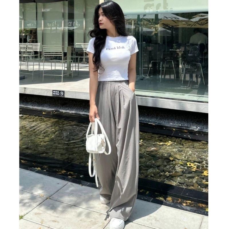 [COMBO 2 QUẦN] Quần Đũi Nhăn Ống Suông Nữ Dáng Rộng Cạp Chun Lưng Cao Có Túi Trước Pants 2