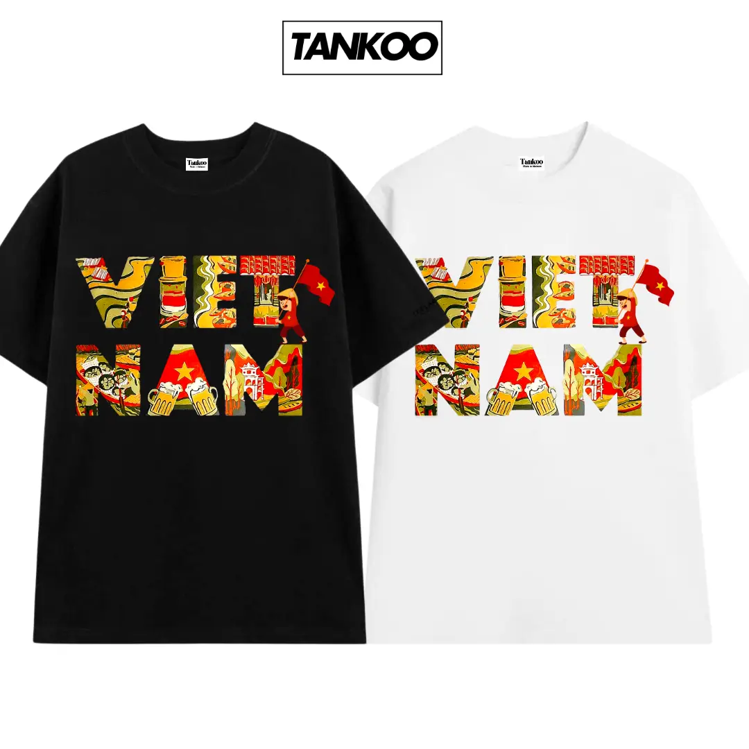 ÁO MẶC ĐI BÃO mừng chiến thắng đội tuyển bóng đá Việt Nam ASEAN Cup 2024 AFF Cup Áo tôi yêu Việt Nam thun cotton cao cấp co dãn 2 chiều form regular, áo phông nam nữ unisex cổ tròn in chữ Việt Nam cho hội nhóm đoàn khách du lịch