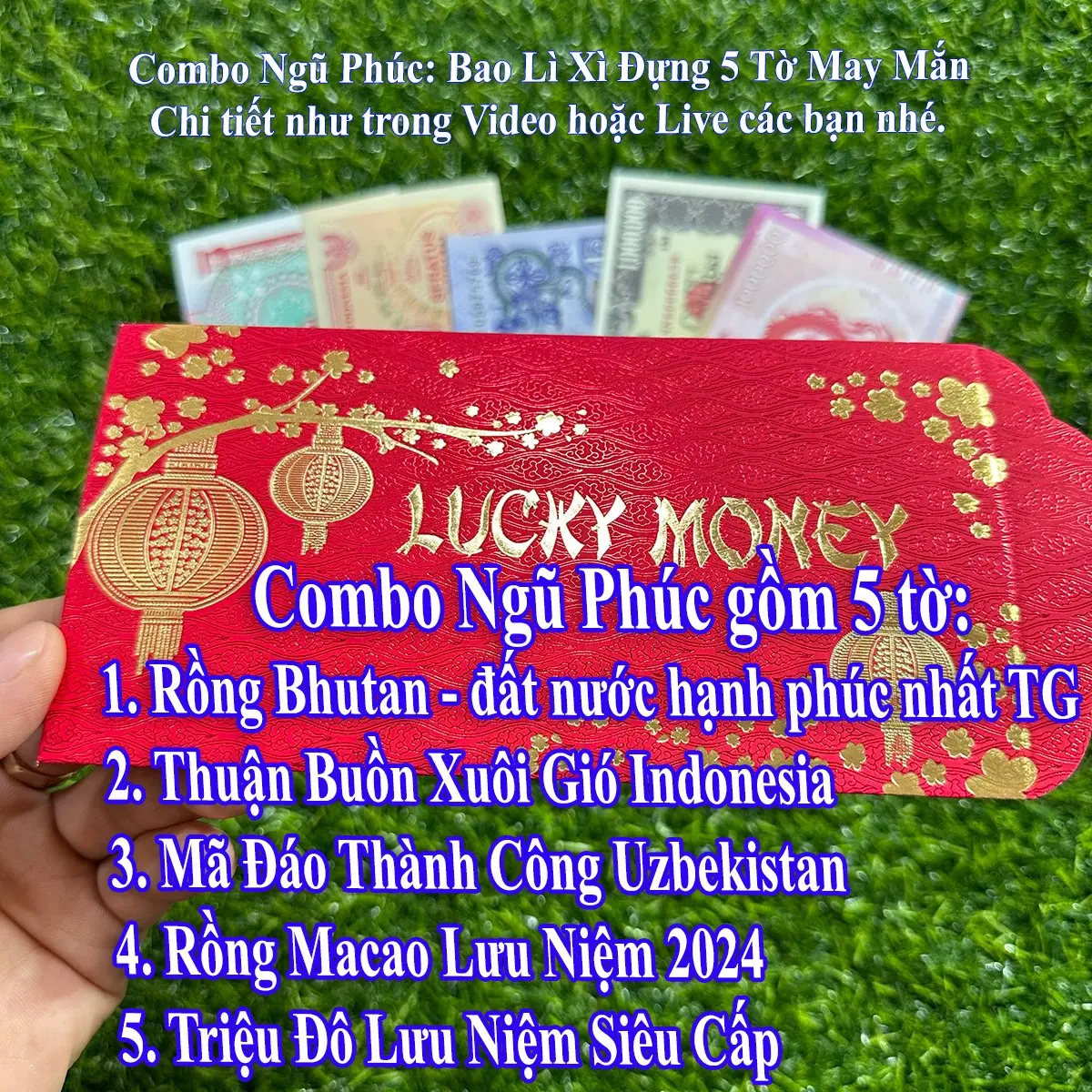 Bao Lì Xì Đựng 5 Tờ Ngũ Phúc