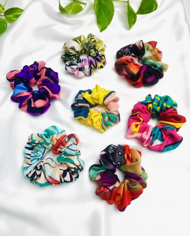 Dây cột tóc HUMI vải cotton mềm chống gãy tóc dây buộc scrunchies co giãn cao cấp Nữ Women 1