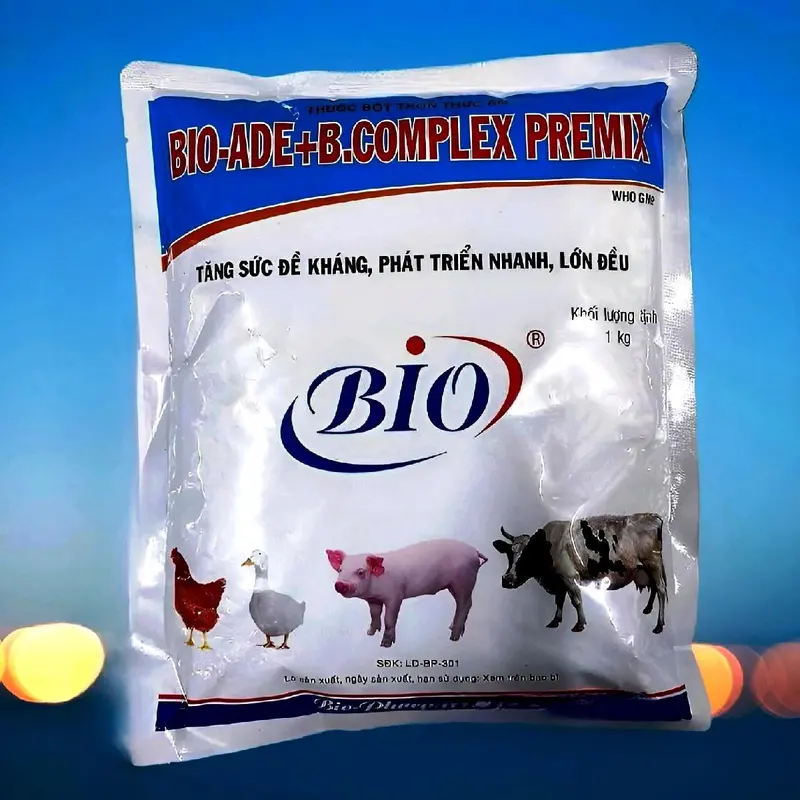 BIO ADE B.COMPLEX PREMIX gói 1kg cho gia súc gia cầm premix  cho gà, b complex 3