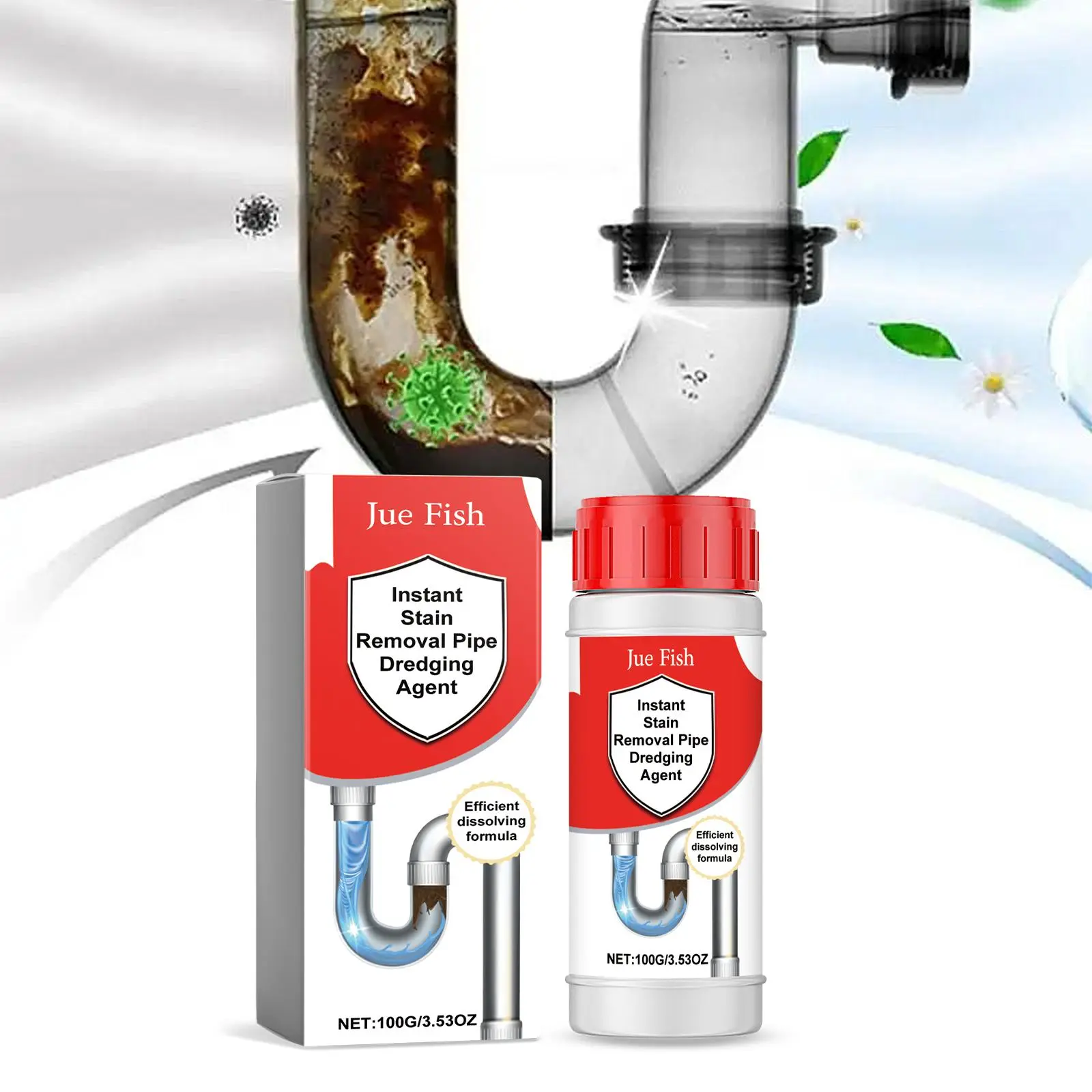 Kitchen Sink Drain Cleaner, 1/2 Counts Powerful Drain Cleaner, Household Cleaning Solution, Cleaning Product for Home Kitchen Bathroom Toilet