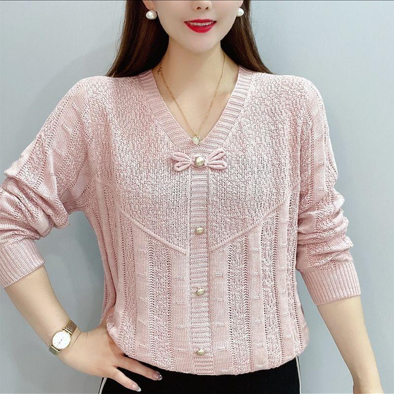 Product Introduction of Áo Lớp Nền Thời Trang Cổ Chữ V, Thiết Kế Đơn Giản Và Dễ Phối Đồ Áo Len ngắn Tay Dáng Rộng Ngoại Cỡ Áo Len Dệt Kim khoét Bộ Sưu Tập Đầu Thu Nóng Bỏng, Năm 2024 Nữ Top 7
