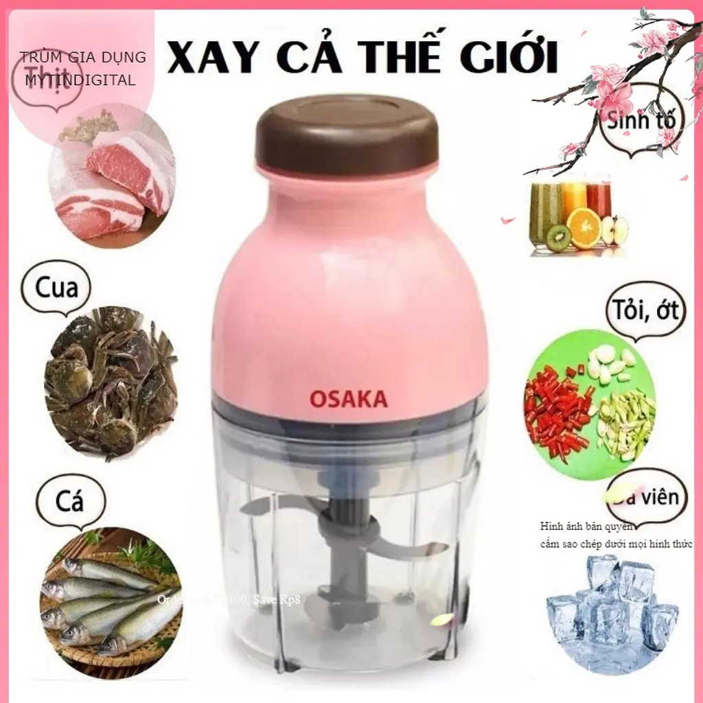 Máy xay sinh tố 4 lưỡi Osaka nắp hồng