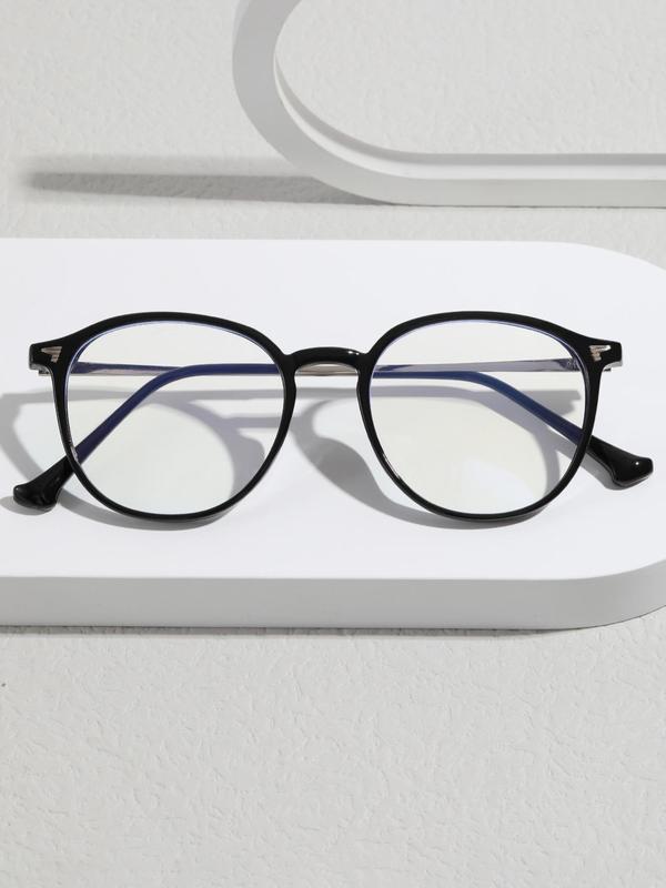 1 Pair Simple Design All-match Eyeglasses for Everyday Use, Minimalist Casual Round Frame Fashion Eyeglasses for Both Men & Women 6