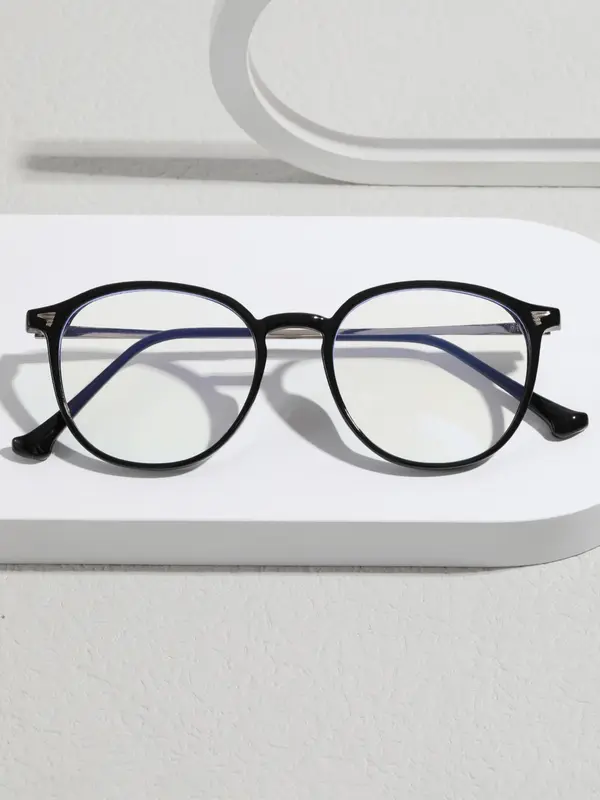 1 Pair Simple Design All-match Eyeglasses for Everyday Use, Minimalist Casual Round Frame Fashion Eyeglasses for Both Men & Women 6