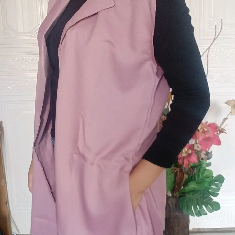 Blazer Linen Rompi Wanita Polos Tanpa Lengan Model Terbaru Jepang Korea - Outer Semi Blazer Remaja Dewasa Wanita Kekinian - Hitam - Baju, Putih 6
