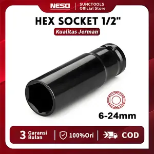 JERMAN NESO Top!! 1/2inch Hex Socket Soket heksagonal 1/2inch (COD) Hexagonal socket Kunci Socket Panjang impact Socket Extention  8-24mm wrench