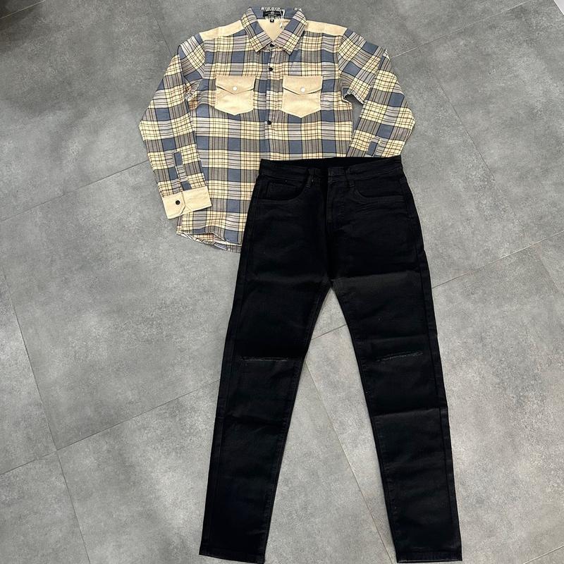 jean đen rách gối 03 đơn giản Thông thường Nam Menswear 5