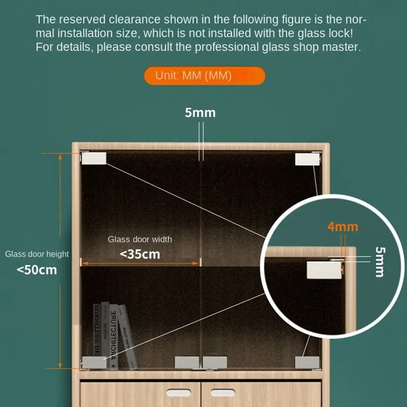 Bản Lề Cửa Kính, 2 Chiếc, Không Xốp, Cảm Ứng Từ Tính, Tủ Trưng Bày 2