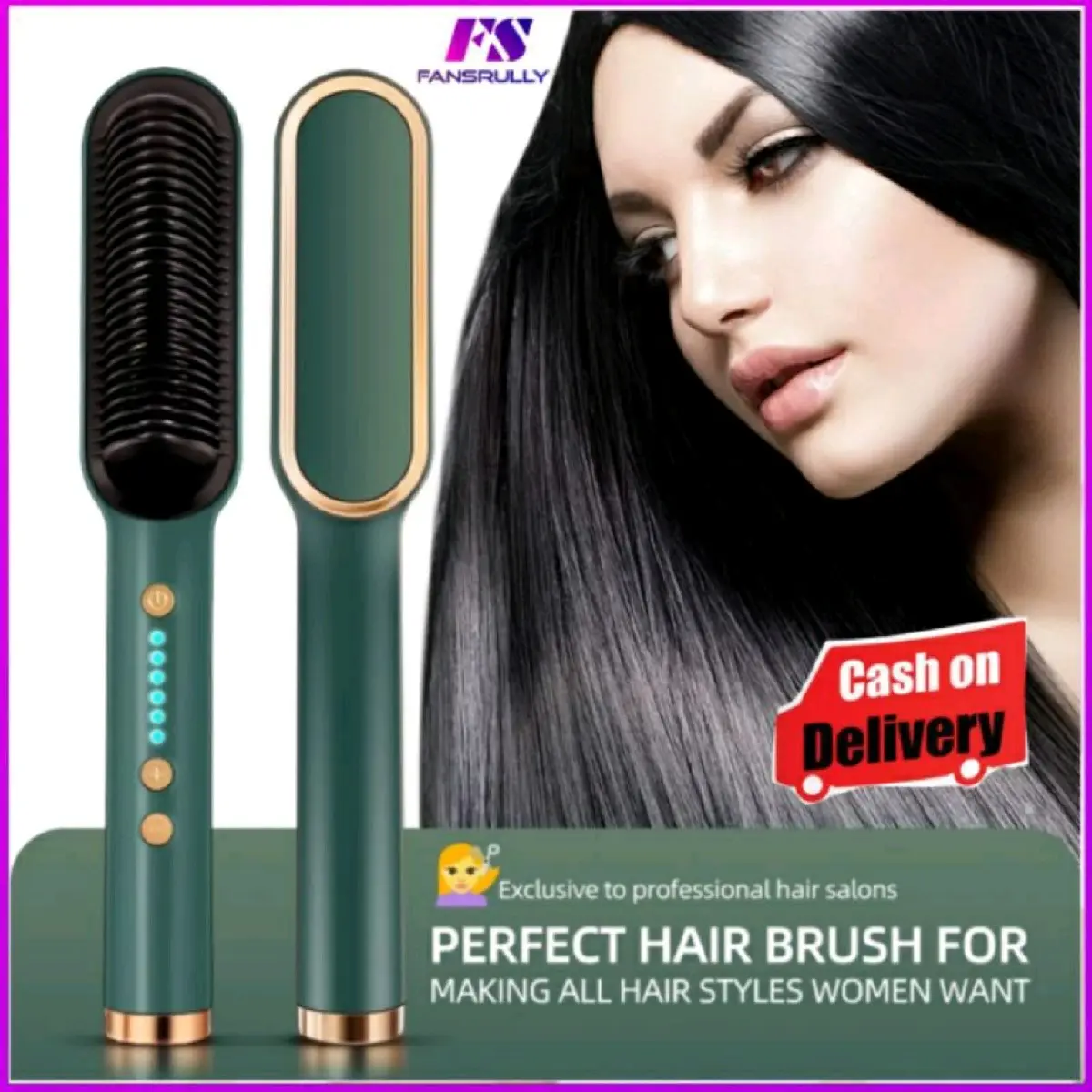 CATOK SISIR PELURUS RAMBUT 2 IN 1 HAIR STRAIGHTENER Catokan Rambut Sisir PTC ION PANAS Curler Elektrik Hijau