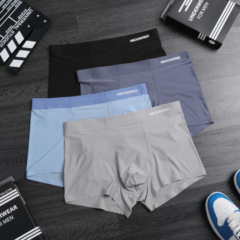 Quần Lót Nam BOXER [ COMBO 4] Quần Sịp Đùi Nam Chất Liệu Lụa Băng Lạnh Mềm Mịn Co Dãn 4 Chiều Dành Cho Mùa Hè