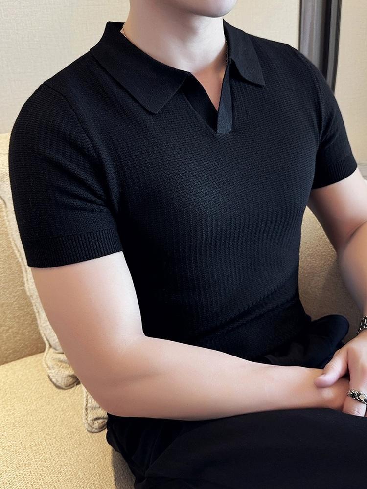 Product Introduction of Áo Polo, Mỏng Vừa Vặn, Phong Cách Thường Ngày, Không Nhăn, Thời Trang, Thiết Kế Đơn Giản, Màu Trơn ngắn Tay, Cổ Áo bẻ xuống, Làm Bằng Dệt Kim, Thích Hợp Cho Mùa Hè, Không Khí Tươi Mới, Phong Cách Nam 24