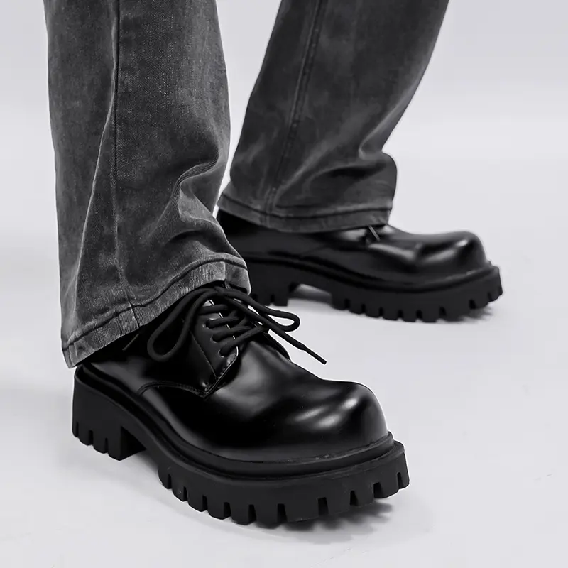 Giày Chunky Derby nam HOMME, Giày da 9517-R mũi tròn đế đúc cao 5cm 7