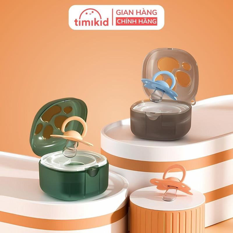 Hộp đựng ti giả, núm ti họa tiết chân gấu dễ thương cho bé