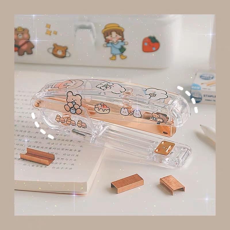 Classic Stapler with Rose Gold Transparent Color Free Cute Sticker ...