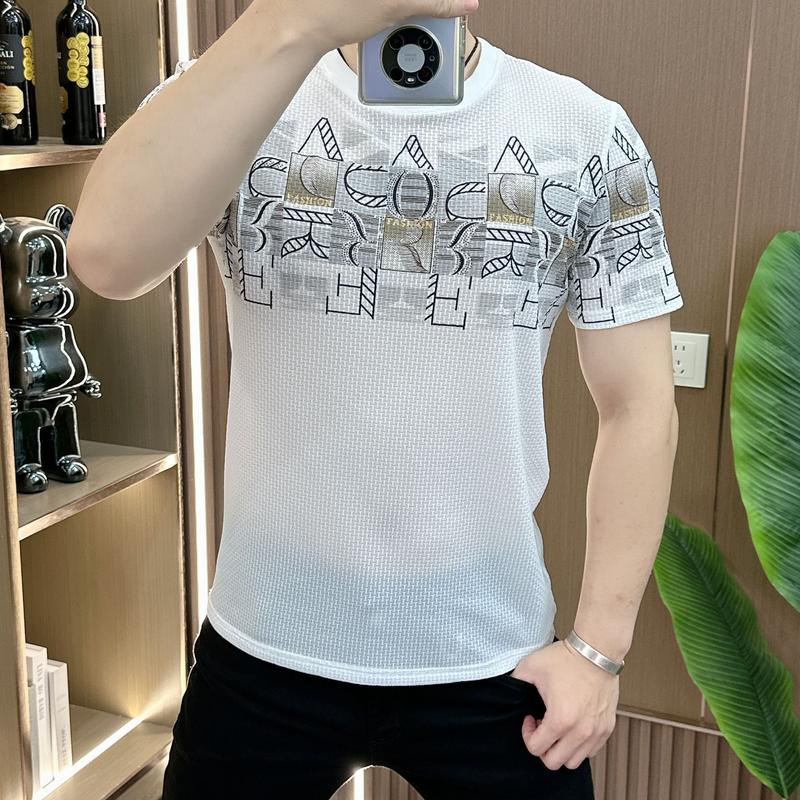 Áo Thun Nam Sang Trọng Cao Cấp, Cổ Áo Lụa Lạnh Tròn, Dáng Ôm, Thoáng Khí, ngắn Tay, Thời Trang 1