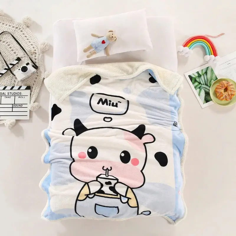 Chăn Lông Cừu 2 Lớp Cho Bé Nhập Khẩu Kích Thước 1MX 1M4, Chất Liệu Lông Cừu Giữ Ấm Tốt, Mềm Mịn, Không Xổ Lông, Không Kích Ứng Da chan  long chăn  lông cừu chăn  mini Voi 3