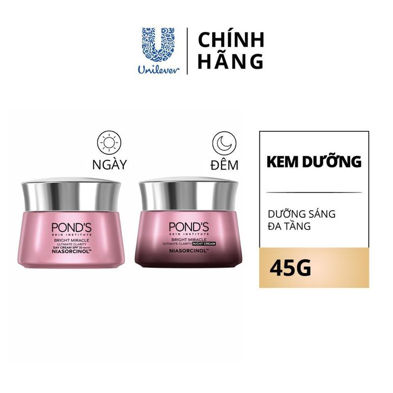   4  Combo 2 Kem Dưỡng Da Pond's Bright Miracle Đa Tầng Ngày & Đêm Với 50X Niasorcinol Hỗ Trợ Vấn Đề Thâm Sạm 45Gx2 Nữ 