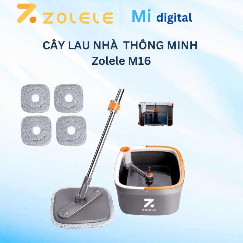 Bộ cây lau nhà  ZOLELE 360 độ tự vắt 2 ngăn tách riêng nước bẩn M16 - Chính hãng Làm Sạch