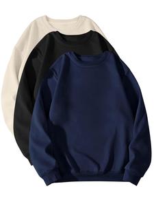 Essentials Hoodie Unisex Men's Plain Round Neck Sweatshirt, Regular Fit Casual Long Sleeve Crew Neck Pullover,  Going Out Tops,  Mens Clothing