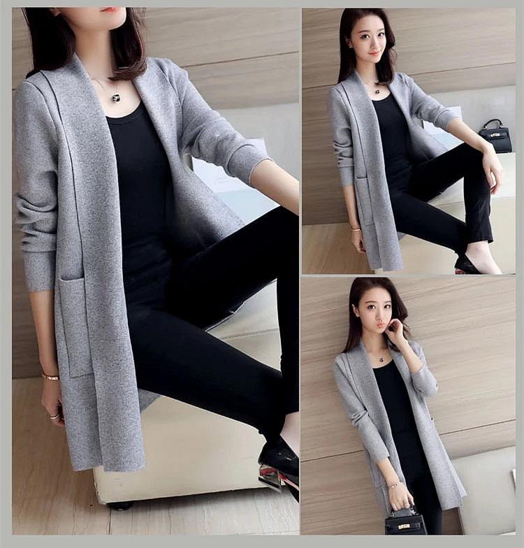 Product Introduction of Áo Len Nữ, Ngoại Cỡ, Phong Cách Mùa Xuân Và Mùa Thu, Hàng Mới Về, Dáng Rộng Vừa Vặn, Có Túi, Dài Trung Bình Dài Tay, Áo Khoác Cardigan Tup, Thích Hợp Cho Nữ Top Women 9