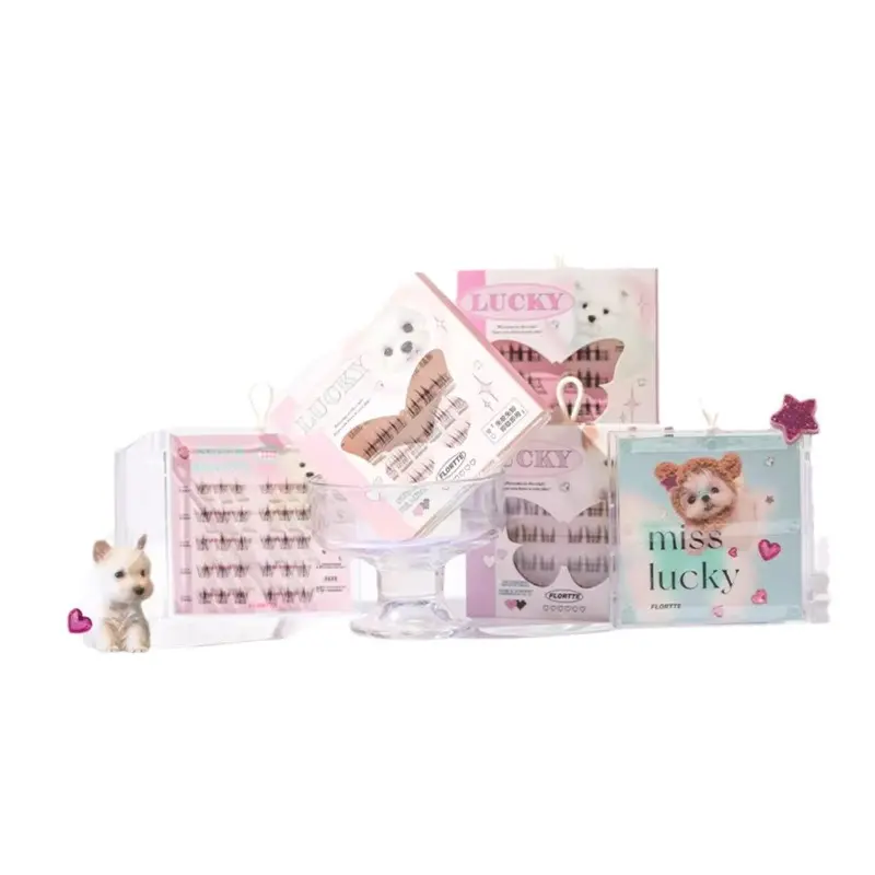 FLORTTE& self-adhesive adhesive-free false eyelashes are segmented and dismounted. Makeup Eyelash Extensions Cosmetic Natural Thick wosa  dolashes
