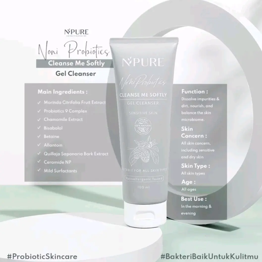Npure Cleanser Gel Noni Probiotics / sabun muka kulit sensitif 100ml