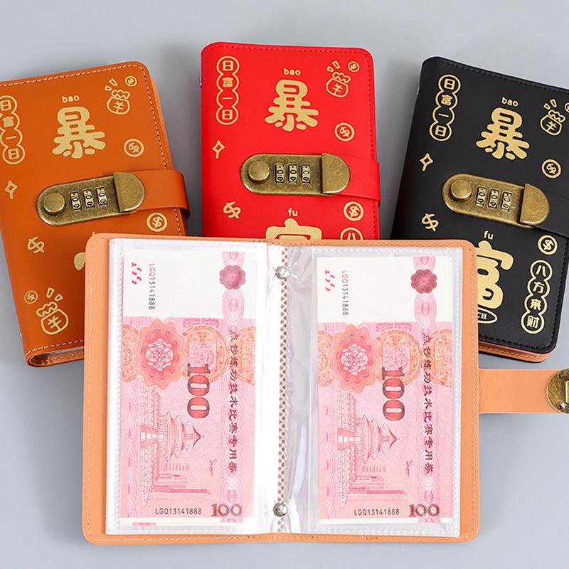 Chinese Red [Get Rich] Password Saving Book Hold Cash And Banknotes Large-Capacity Storage Book For Financial Management Money Saving Book 6