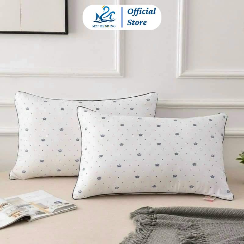 Combo 2 ruột gối bông gòn M2T BEDDING họa tiết vương miện kích thước 45x65cm - hỗ trợ theo yêu cầu