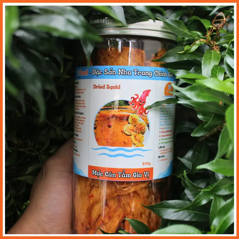 Combo 2 Hũ 400g Khô Mực Cán Tẩm Gia Vị Loại 1 Nguyên Miếng đặc sản Nha Trang chính gốc 79Food (tổng 400g) - Ăn Vặt, Snack Thức Ăn Cay khomuc 4