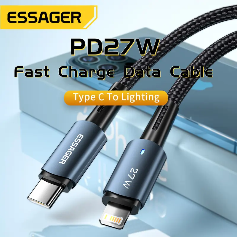 Essager 27w PD USB c sang Lcáp sạc nhanh cho ip Type c cho dây-vận chuyển nhanh 1