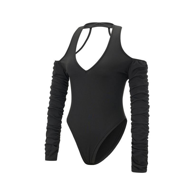 Product Introduction of Women's T Shirt BodysuitFit Low Cut Long Sleeve Backless Solid Color Halter Tops Jumpsuit for Party Club Cocktail 35
