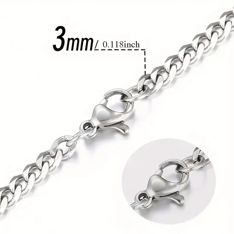Titanium Steel Cuban Chain Necklace - 1pc Stainless Steel Trendy Fashion Accessories - Father's Day Gift 2
