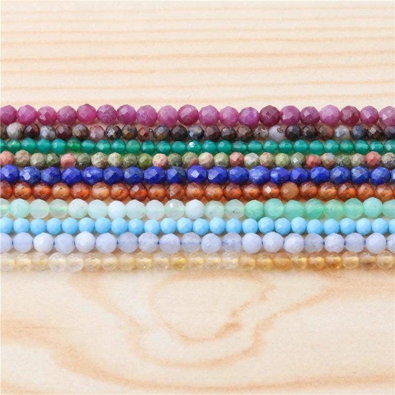 Product Introduction of Natural Stone Garnet Rudy Citrine Malachite Opal Tourmaline  Round Faceted Beads Size 2 3 4MM For Jewelry Making Diy Bracelet 9